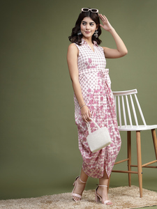 À la main rayonne imprimé a-ligne femmes combinaison 2024 Sexy une pièce combinaison plage porter été barboteuse robe - Product Image 4