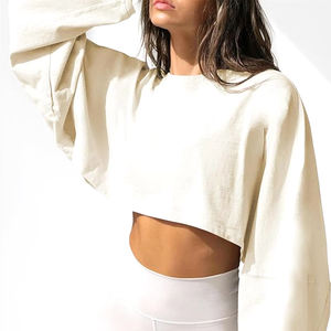 เสื้อครอปแขนยาวทรงเข้ารูปสำหรับผู้หญิงรุ่นใหม่ล่าสุด ขนาดสั่งทำได้ ระบายอากาศ แห้งเร็ว เหมาะสำหรับออกกำลังกาย สไตล์ลำลอง ผลิตจากผ้าแคนวาส - Product Image 1