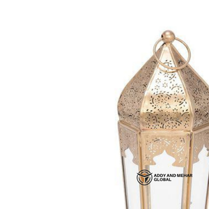 Grande lanterne de sol en os et résine brun doré |   Lanterne à bougie décorative de Noël de luxe pour la décoration de la maison et de l'hôtellerie - Product Image 3