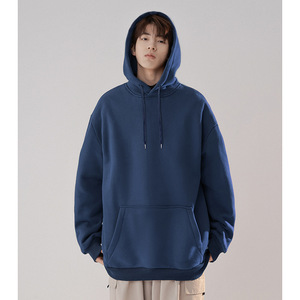 Pull à capuche d'hiver décontracté pour hommes, à manches longues, coupe carrée, sweat-shirt à capuche et sweat-shirt teints en couleur unie - Product Image 2