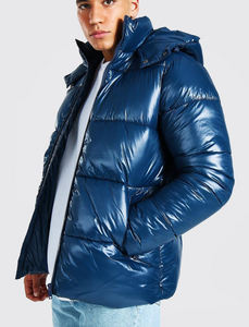 Logo personnalisé coupe-vent vêtements d'hiver pour hommes veste à capuche détachable design à la mode pour hommes bombardiers à fermeture éclair vestes en duvet - Product Image 4