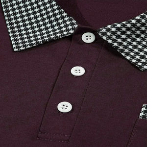 T-shirt en jersey à manches courtes boutonné pour homme, nouveau style, été, respirant, tricoté, motif uni - Product Image 2