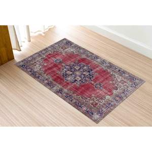 พรมพิมพ์ลายสีแดงลายชนเผ่าสีกรมท่าสำหรับตกแต่งบ้านพรมเนื้อนุ่มไม่ทอ - Product Image 5