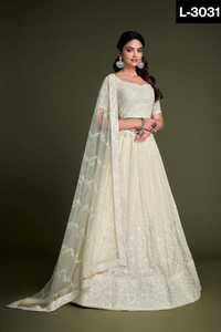 ชุดแต่งกายพื้นเมืองอินเดียผ้าจอร์เจียแบบหนักงานปักและลำดับงาน lehenga choli พร้อมชุดตาข่ายหนาสำหรับงานแต่งงาน - Product Image 2
