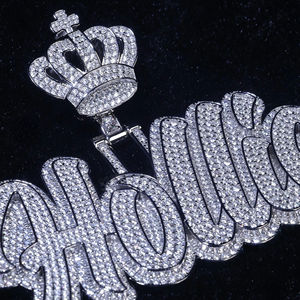 Collar con Colgante Personalizado Estilo Hip Hop, con Logotipo y Nombre, Diamantes Cultivados, Plata de Ley 925, Diseño de Moda para Hombre - Product Image 3