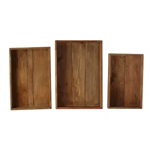 Bandeja de servicio de madera de acacia bandeja otomana decorativa redonda con asas para sala de estar mesa de café desayuno, etc. - Product Image 4