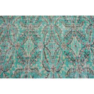 พรมถักตุรกี3.3 x 6.3ft วินเทจสีเขียวเบจผ้าขนสัตว์ลาเท็กซ์การเย็บปะติดปะต่อกันเหมาะสำหรับวัยรุ่นพรมปอกระเจาสี่เหลี่ยมผืนผ้า - Product Image 5