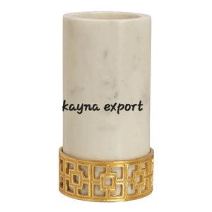 Support de bougie en marbre fantaisie avec bordure en métal doré, écologique, fait à la main, décoration de Noël pour la maison, logo personnalisé, moulage - Product Image 1