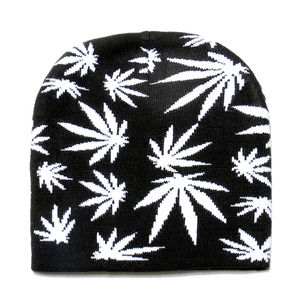 Bonnet unisexe chaud automne-hiver 2025, style hip-hop, jacquard feuille verte colorée, tricoté sans bord, déchiré - Product Image 4