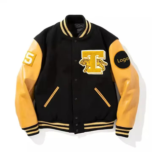 Latest Design Letterman Varsity Jacket <b>Wool</b> Body Leather Sleeves Team Jackets <b>Fabric</b> Super Soft <b>Polyester</b> <b>Fabric</b> Lining - Product Image 1