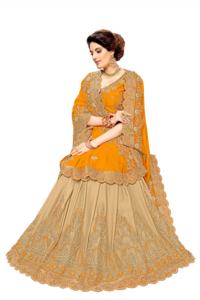 Trendmalls Women's Embroidery <b>Saree</b> with Unstitched Blouse Piece (K810-<b>Orange</b>) Casual Wedding All Seasons in Wholesale Price - Product Image 6
