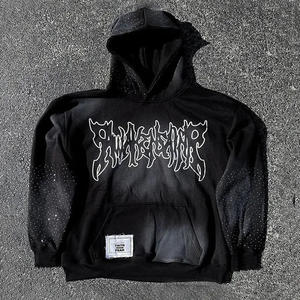 เสื้อกันหนาวมีฮู้ดแบบสวมหัวทรงหลวมประดับเพชรหรูหราขนาดใหญ่แนวสตรีทแวร์แนวสตรีทแวร์มีฮู้ดสำหรับผู้ชาย2026 - Product Image 1