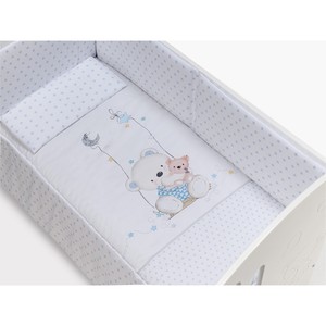 Ensemble de 3 lits bébé 60x120 Jersey Mod. Coussin de protection pour lit Columpio-Blue avec technique matelassée et motif de personnage - Product Image 1