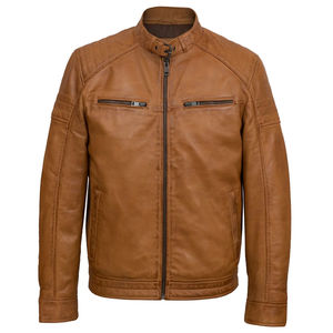 Chaqueta de Invierno de Cuero Genuino Impermeable y Elegante para Hombre, Diseño de Motocicleta Transpirable, Personalizable en la Parte Delantera, con Forro de Algodón - Product Image 1