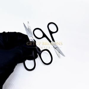 Tijeras para Cejas de Alta Calidad con Recubrimiento de Polvo Negro, Hoja Recta Afilada de Acero Inoxidable, Herramienta de Belleza con Logotipo Personalizado - Product Image 3