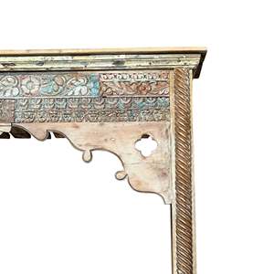 Durable Wood Carved Bar Counter with Stud Door & Floral Canopy for Home Bar Application - Product Image 5