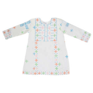Traje de Algodón Bordado para Niñas, 3 Piezas - Blanco - Product Image 3