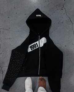 Sweat à capuche brodé pour hommes avec strass Nouveau design Vêtements d'hiver Bas quantité minimale de commande Vente en gros du Pakistan - Product Image 3