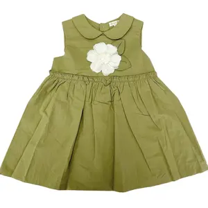 Распродажа, платье для маленьких девочек с оливковым узором для детей 12-24 месяцев, из 100% хлопка