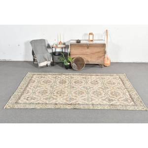 Alfombra turca de lana clásica Beige de 5,2x8,7 pies, diseño de retazos para entrada, sala de estar, dormitorio, alfombra lateral Rectangular de látex - Product Image 1