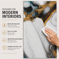 Panneau mural en PVC brillant MORLENX Luxury Black Gold Agate UV Marble Sheet pour la décoration intérieure d'hôtels et de villas