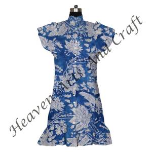 Elegant <b>Women</b> Summer Midi <b>Dress</b> Cotton Short Sleeveless Floral Printed Party Wear Block Printing Floral Pattern - Product Image 6