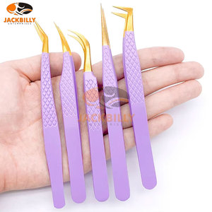 Pinzas de pestañas con punta de fibra y logotipo de impresión personalizado, pinzas Nano Grip para extensiones de pestañas, herramientas profesionales de pestañas de etiqueta privada - Product Image 1