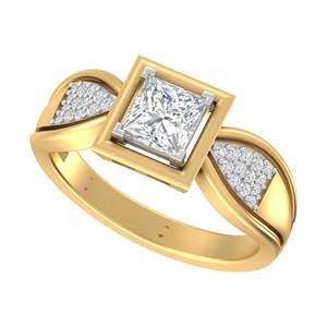 Bague de fiançailles en or rose 14K/18K avec diamant de laboratoire taille princesse, cadeau de luxe, design halo à tige torsadée, plaqué rhodium - Product Image 6