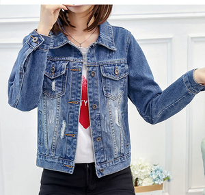 Chaquetas vaqueras OEM para mujer, prendas de vestir vaqueras informales, abrigo abotonado de otoño, algodón grueso de gran tamaño, transpirable y ecológico para mujer - Product Image 5