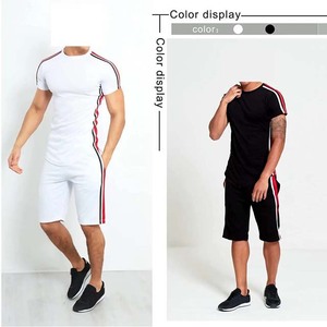 Conjuntos de camisetas y pantalones cortos personalizados OEM para hombre, conjunto de dos piezas de verano, chándal de manga corta de algodón, diseño de logotipo personalizado - Product Image 6