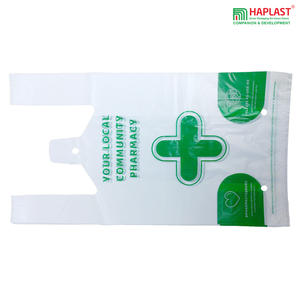 Sac de t-shirt de supermarché personnalisé en HDPE sac de shopping en plastique sac de transport de gilet d'emballage alimentaire avec logos fournisseur du Vietnam Haplast - Product Image 3