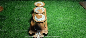 Bocaux en acrylique sur plateau en bois incrusté de nacre, personnalisés, logo en cristal de luxe, décoration du Ramadan en provenance d'Inde - Product Image 4