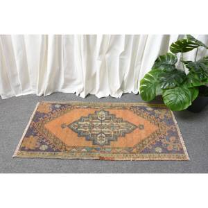 Alfombra turca de área grande de 1,6x2,9 pies, diseño clásico de retazos naranja púrpura, Material de lana, rectángulo de látex abstracto para vivir - Product Image 2