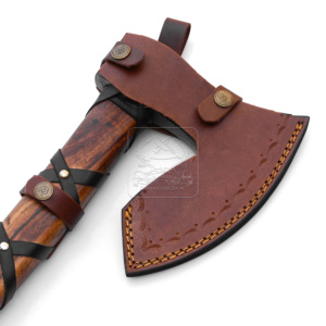 Hacha Vikinga Tomahawk DD-VikingAxe-128 de Alta Calidad, Forjada a Mano, Acero Cromado 12, 58-62HRC, Mango de Madera, para Bricolaje, Industrial, Camping - Product Image 6