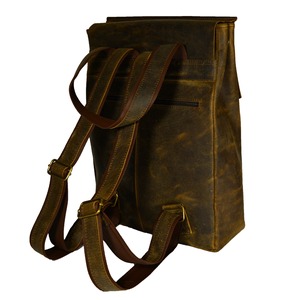 Fabricant indien unisexe en cuir véritable Vintage sac à dos pour ordinateur portable fait à la main Logo personnalisé bouton pour bureau école utilisation - Product Image 2