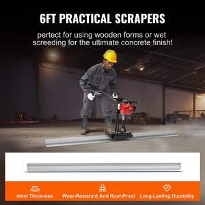 Juego de reglas vibratorias de aluminio de 6 pies con borde recto y motor vibratorio de 4 tiempos para acabado de cemento y hormigón, con regulación de altura, para alisar y aplicar yeso - Product Image 5