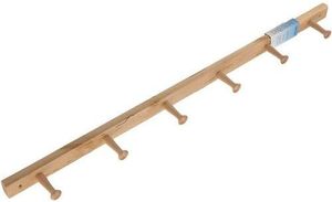 Perchero de montaje en pared de madera con 6 clavijas para Mudroom, entrada, cocina, armario y más, 32,3 "x 2,8" x 1,5 ", madera natural - Product Image 4