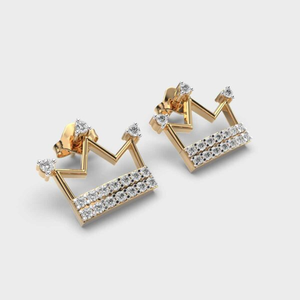 Lujo Royal-Inspired 10K oro amarillo Moissanite diamante corona en forma de pendientes moda romántica joyería de moda para mujeres niñas - Product Image 1