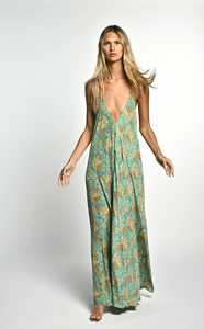 Robe d'été longue en dentelle de coton biologique 100% faite à la main de qualité supérieure, sans manches, dos nu, avec boutons, naturelle - Product Image 3