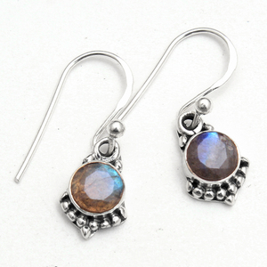 Handmade 925 Sterling <b>Silver</b> <b>Drop</b> <b>Earrings</b> Garnet Labradorite Gemstone Fine Dangle Women's Jewelry - Product Image 4