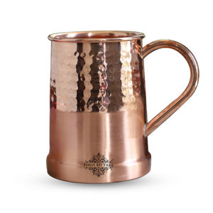 IndianArtVilla Pure Copper Hammered Half Lecquer Design Moscow Mule Jarra de cerveza para almacenamiento y bebida-600 ML - Product Image 1