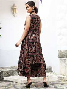 Elegant Round Neck Frock Style Dress Indian Long Ethnic Wear <b>Women</b> Party & Festive Outfit Wholesale Manufacturer - Product Image 4