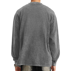 Nuevo 100% algodón personalizado patrón sólido lavado ácido Anti-encogimiento cuello redondo cómodo sudadera de gran tamaño para hombres - Product Image 2