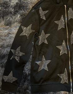 Hip Hop Shine Star Rhinestone Zip up Hoodie Vintage 2000S Sudadera de gran tamaño Sudaderas con capucha Chaquetas casuales Y2k Ropa de mujer 2025 - Product Image 3