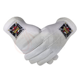 Gants de parade en coton blanc avec nœud doré brodé – Vente en gros – Fournisseur de qualité supérieure - Product Image 6