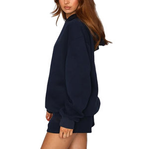 Ventes en gros de sweats à capuche pour femmes en coton 100% surdimensionnés et décontractés avec manches chauve-souris, personnalisables pour l'hiver - Product Image 4