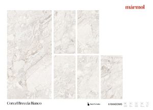 Azulejos de Porcelana Esmaltada de 600x1200mm, CORCEL BRECCIA BIANCO, Estilo Europeo Moderno, Antideslizantes para Interiores - Product Image 3
