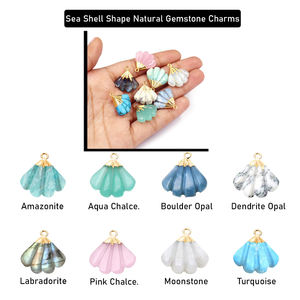 Amazonite Gemstone DIY Necklace with 925 Sterling Silver Sea Shell Shape Wholesale Charm Pendant <b>Jewelry</b> <b>Findings</b> & <b>Components</b> - Product Image 6