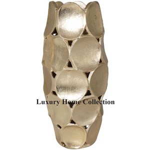 Vase à fleurs de forme longue de table le plus vendu avec des vases moulés en étain de conception perforée de couleur or et un support floral à bas prix - Product Image 3