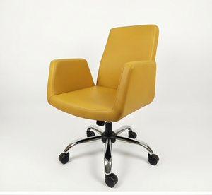 Chaise de bureau ergonomique moderne en cuir PU avec accoudoirs réglables, base en acier et design pivotant pour espace de travail - Product Image 3